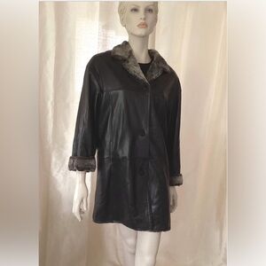 Danier Black Leather and faux fur reversible coat